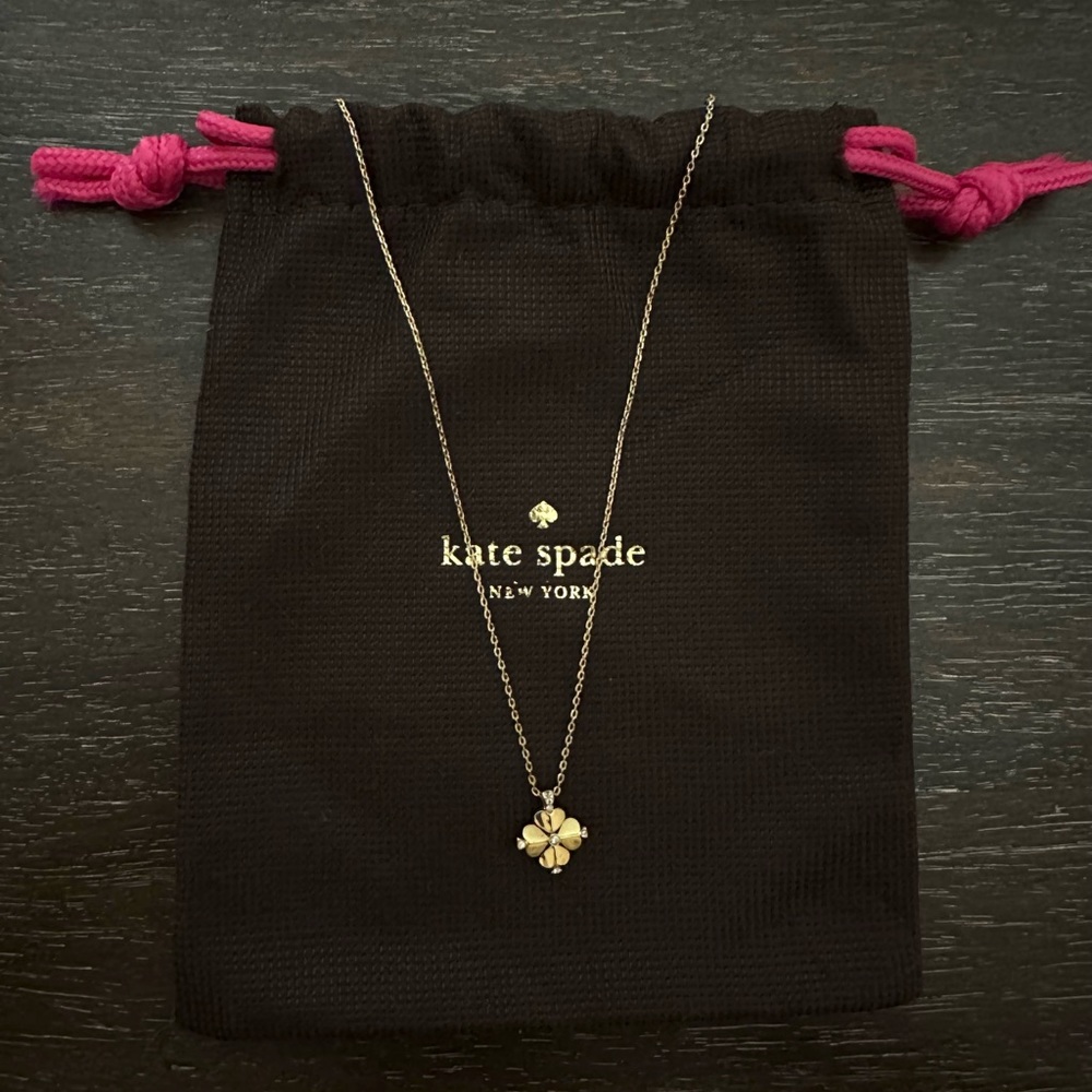 Kate Spade Gold Legacy Logo Spade Flower Mini Necklace